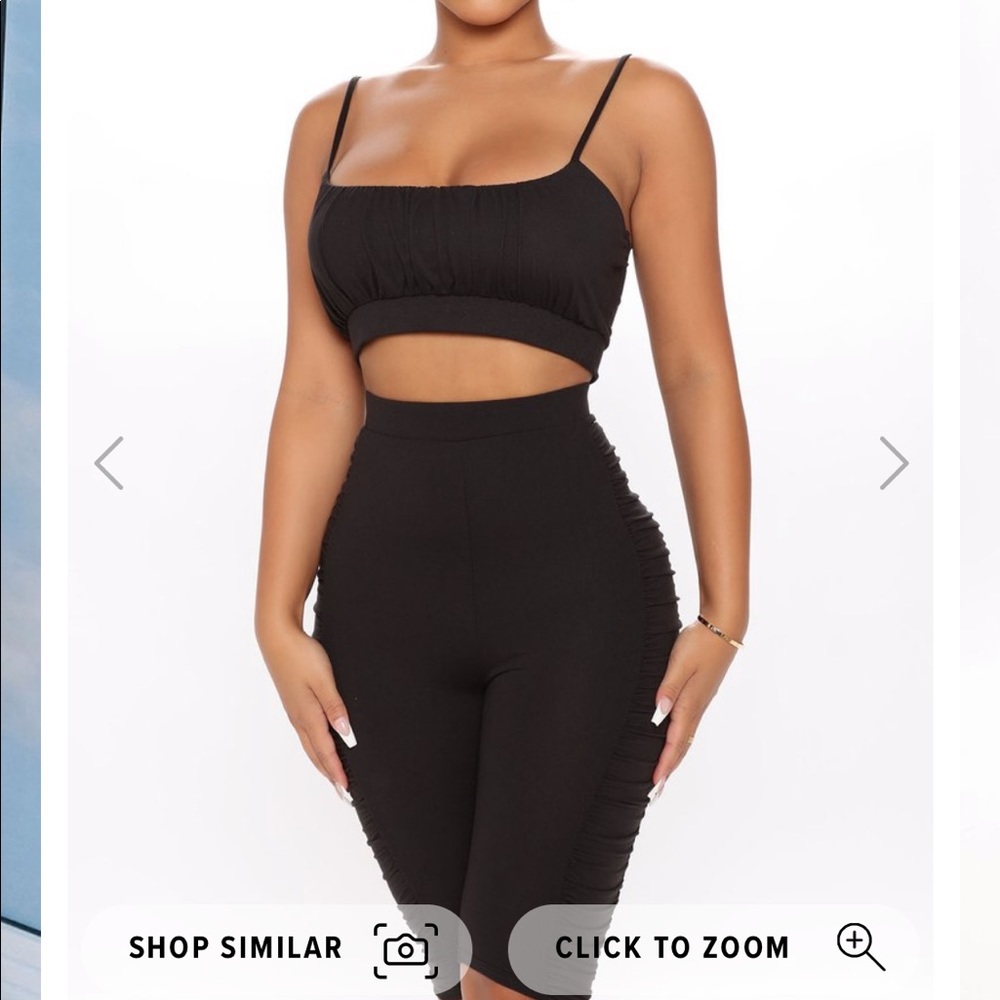 Black biker short set